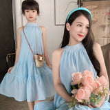Elegant Sky Blue Mother-Daughter Summer Dresses - Tiered Ruffle Matching Outfits for Special Occasions-dresslikemommy.com