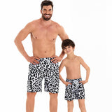 Father and Son Matching Swim Trunks - Bold Cow Print, Family Beachwear-dresslikemommy.com