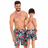Father and Son Matching Swim Trunks - Tropical Floral Print Family Swimwear-dresslikemommy.com