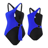 Mommy & Me" Vibrant Duo-Tone One-Piece Swimsuit with Ring Accent Family Matching Swimwear Collection-dresslikemommy.com