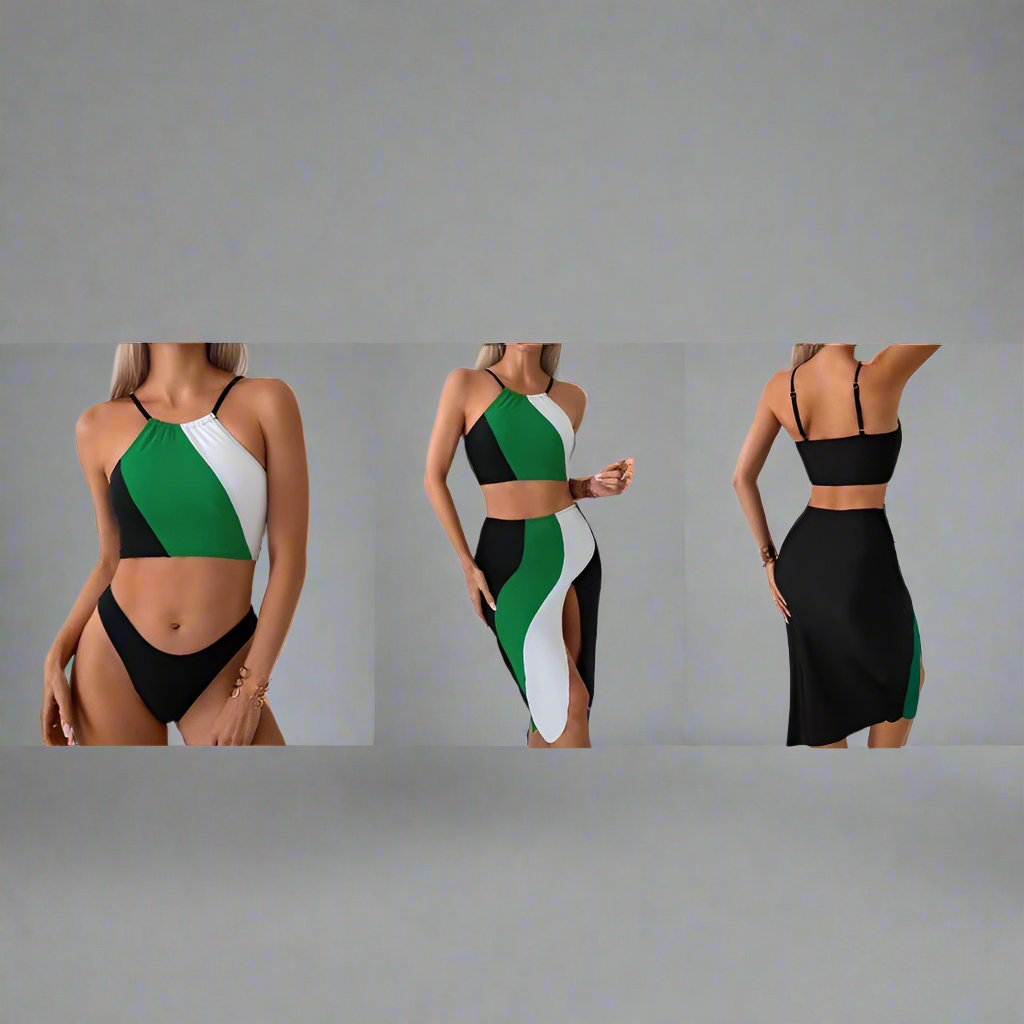 Product image of family matching bikini sets with color block