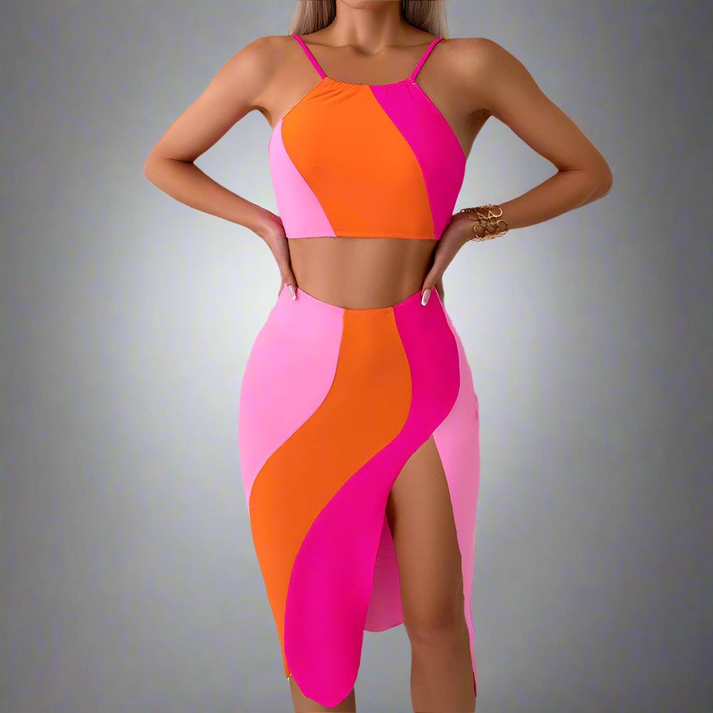 Product image of family matching bikini sets with color block