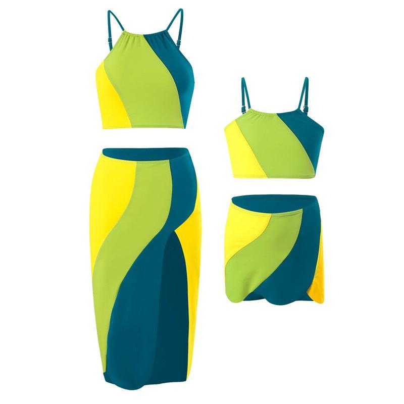 Alternate image of family matching bikini sets with color block