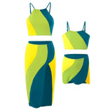 Mother & Daughter Vibrant Two-Piece Swimsuit Set with Flowing Skirt Matching Family Swimwear Collection-dresslikemommy.com