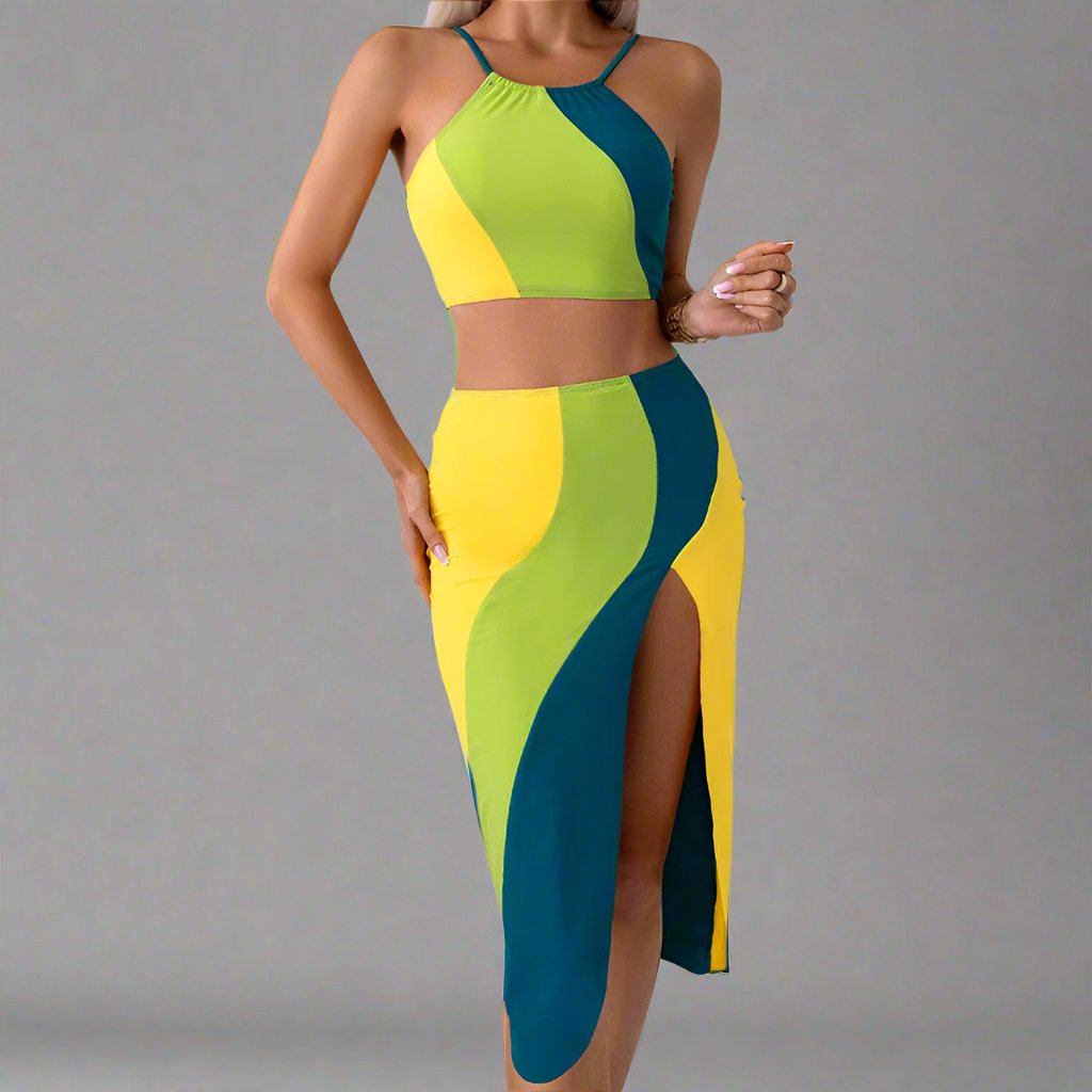 Additional image of family matching bikini sets with color block