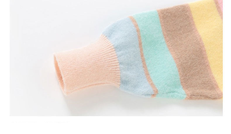 Family matching outfits with pastel striped cardigans and sweaters