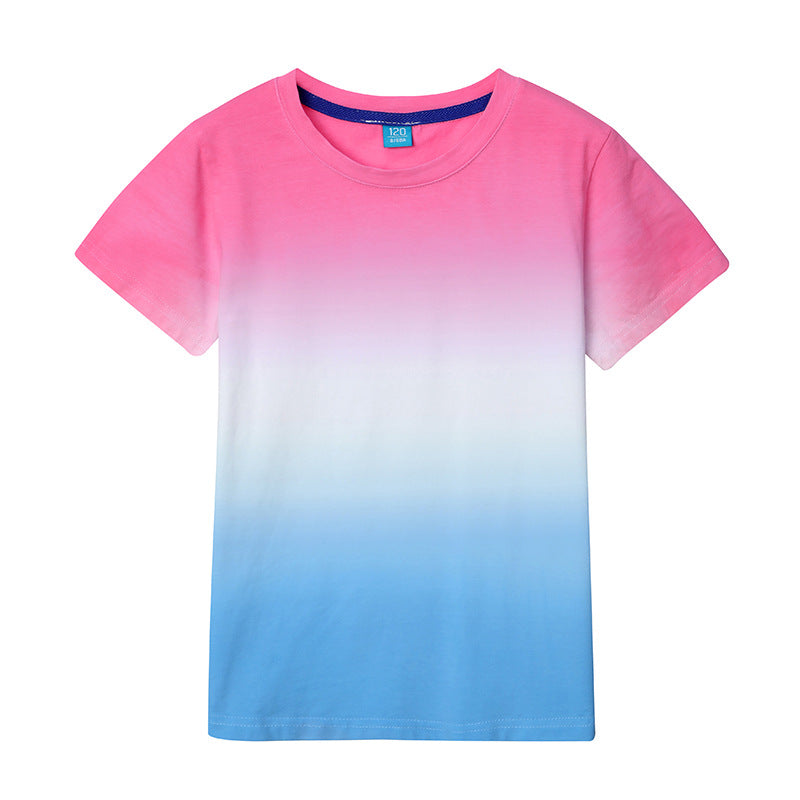 Pink and blue gradient ombre t-shirts - matching top for family