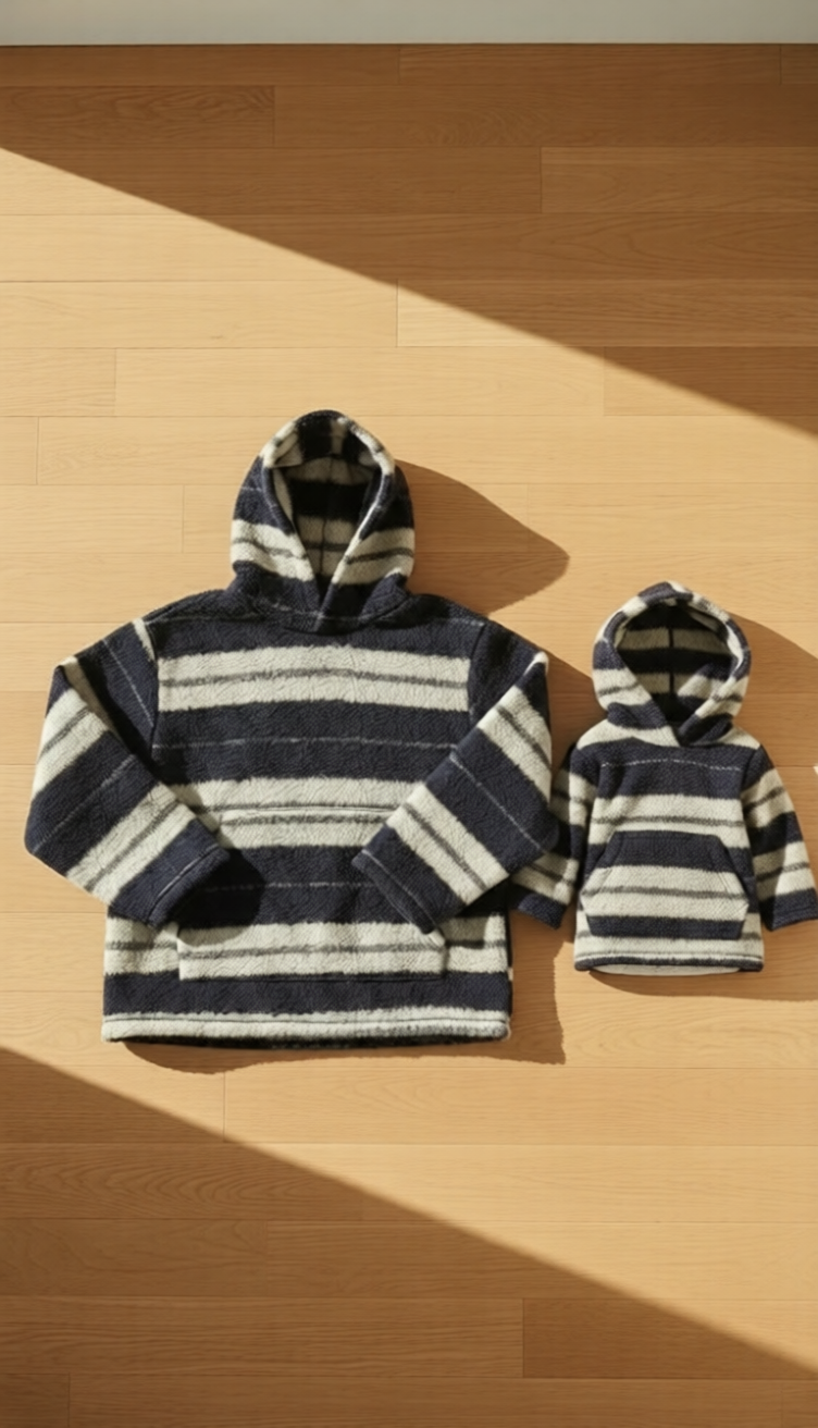 Alternate image of family matching hoodies with fleece