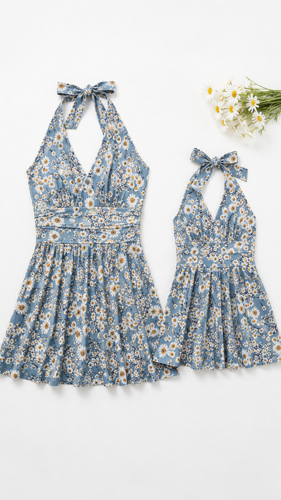 Blue Daisy Mommy and Me Swimsuits - Skirted One-Piece photo 2