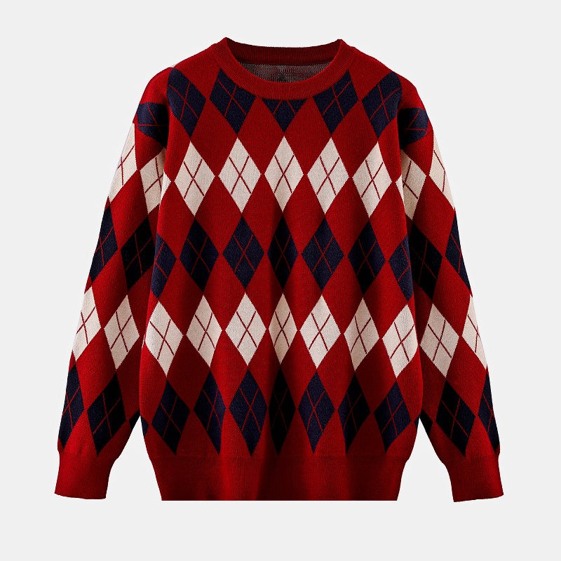 matching red and grey argyle sweaters