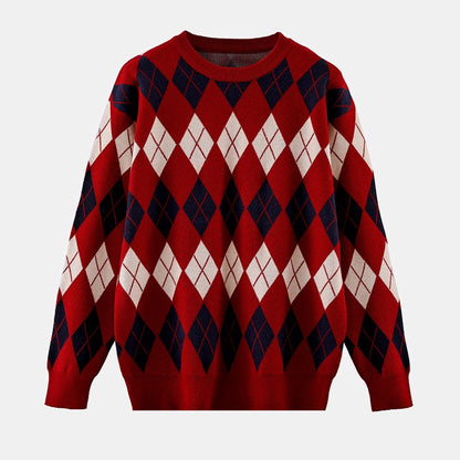  matching red and grey argyle sweaters