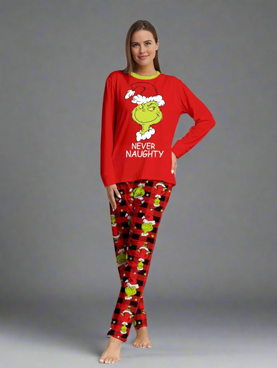 Family Matching Christmas Pajama Set Naughty or Nice Grinch