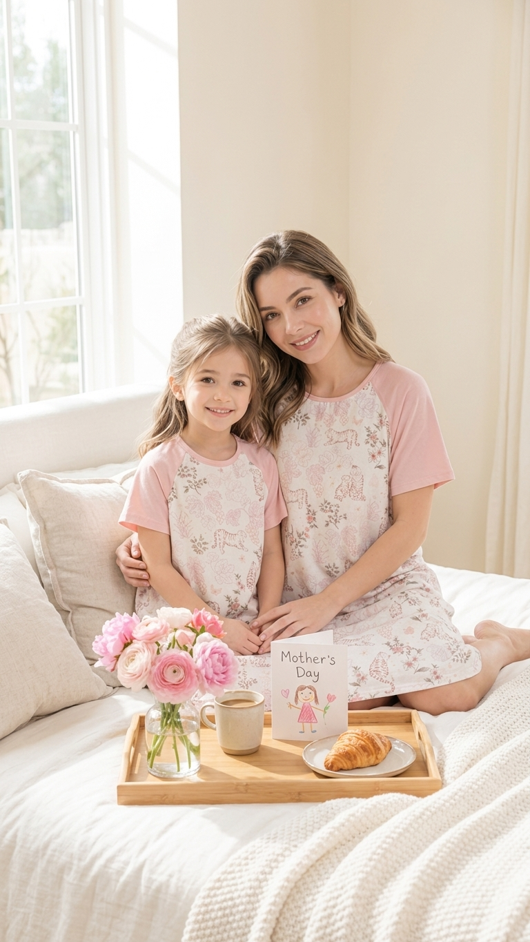 Grapevine Mommy and Me Pajamas — Short-Sleeve Set in Beige photo 8