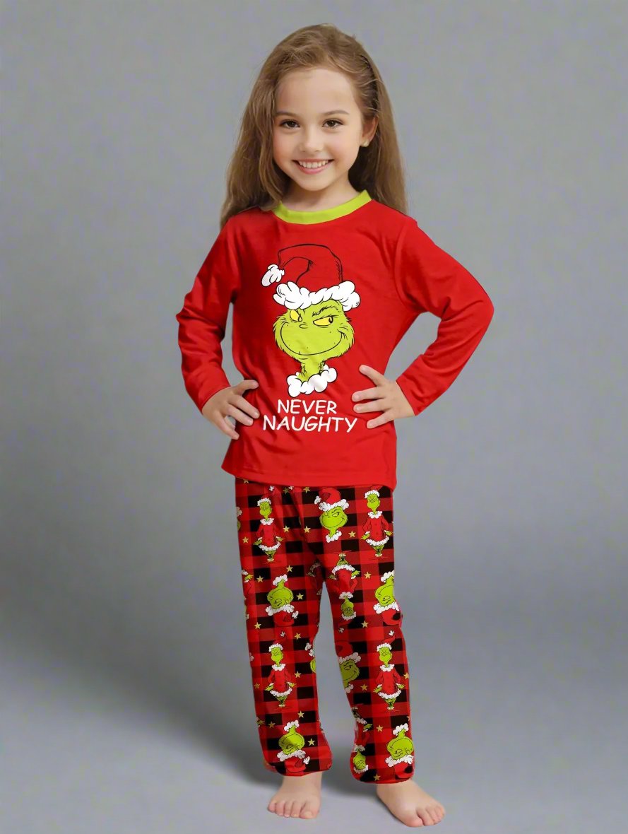Family Matching Christmas Pajama Set Naughty or Nice Grinch