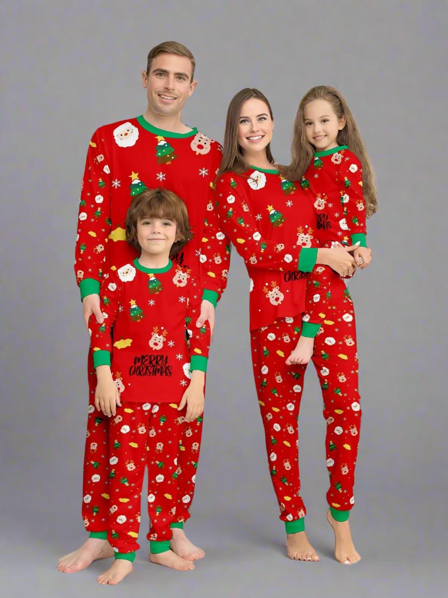 Family Matching Christmas Pajama Set Festive Santa Reindeer