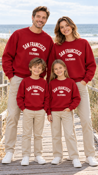Family out together in matching San Francisco sweatshirts.