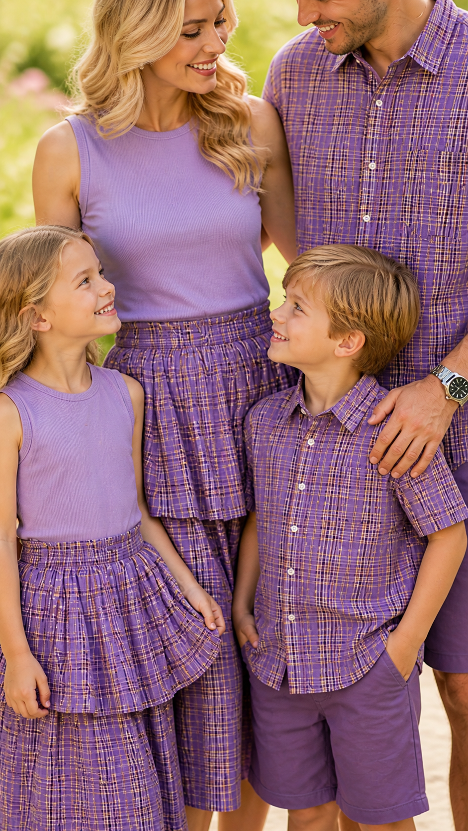 Lavender Plaid Family Matching Set — Tank Dress & Shirt photo 3