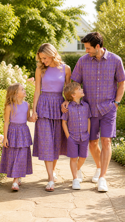 Lavender Plaid Family Matching Set — Tank Dress & Shirt photo 4