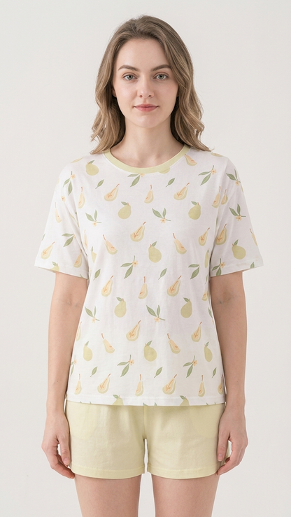 Little Pear Mommy and Me Pajamas — Short-Sleeve Set in White photo 3