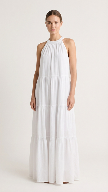 Mommy and Me French Halter Neck Tiered Dress in White photo 3