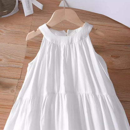 Mommy and Me French Halter Neck Tiered Dress in White photo 8