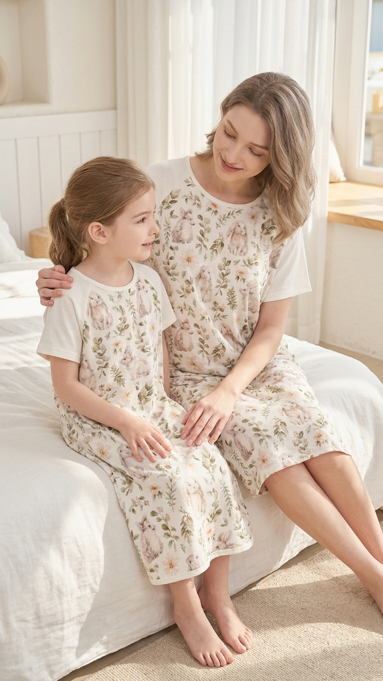 Peter Rabbit Mommy and Me Pajamas — Short-Sleeve Set in Beige photo 7