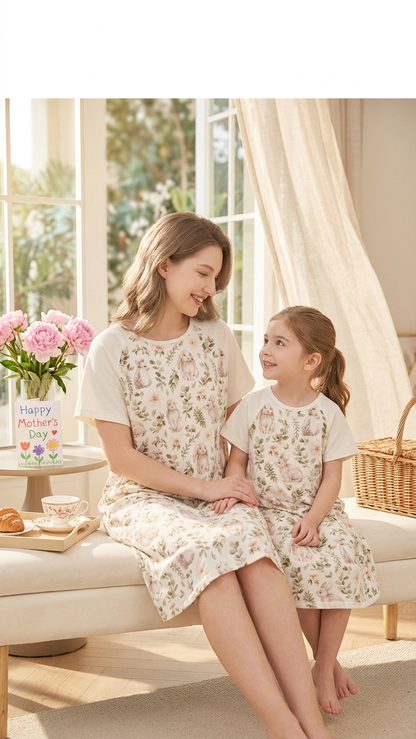 Peter Rabbit Mommy and Me Pajamas — Short-Sleeve Set in Beige photo 8