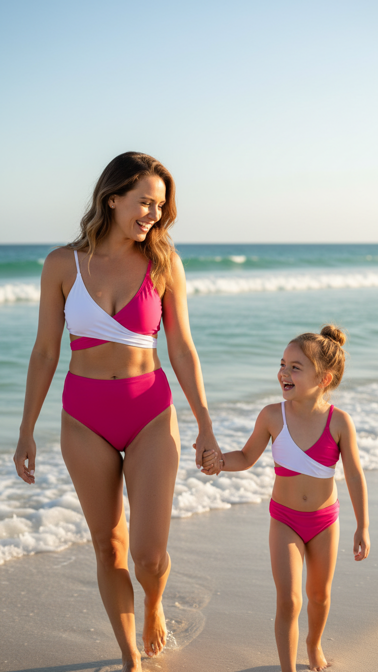 Additional image of family matching bikini sets with floral print