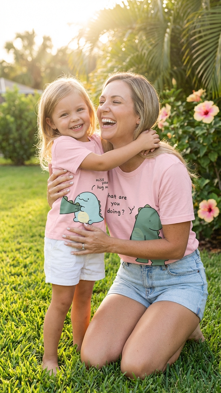 Product image of family matching t-shirts with cartoon print