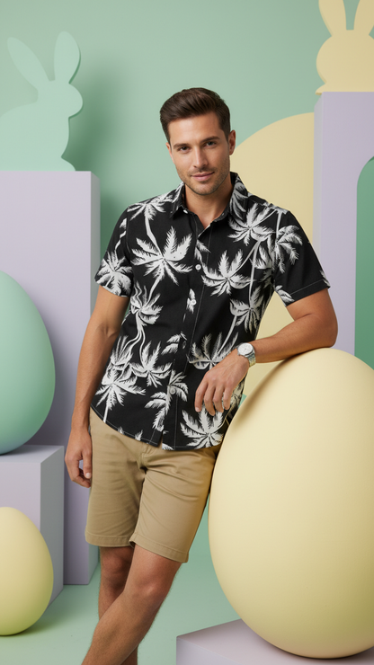 Additional image of family matching t-shirts with tropical print