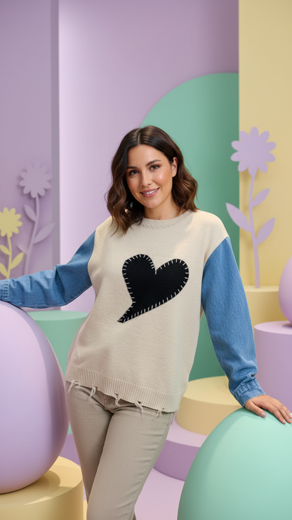 Suéteres oversize con parches de corazón - Ropa urbana de moda... | DLM