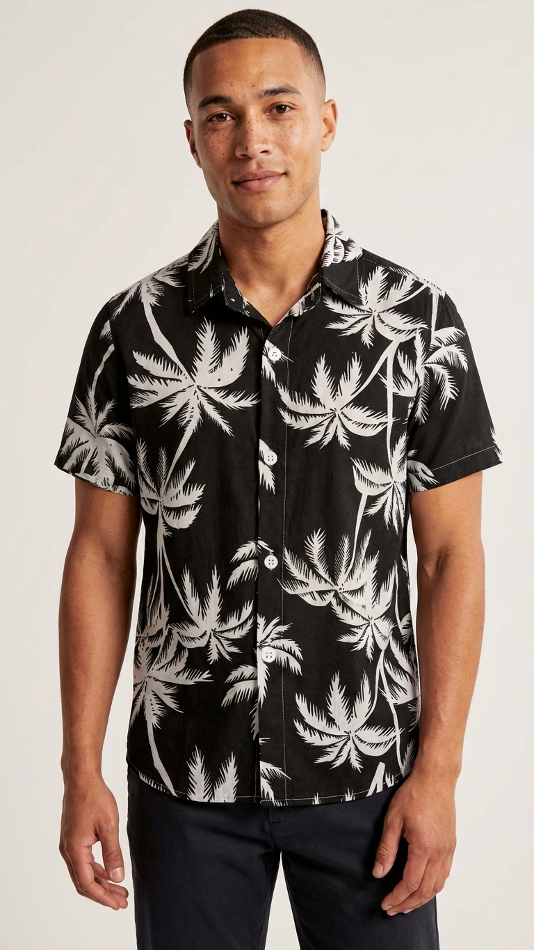 Detail image of family matching t-shirts with tropical print