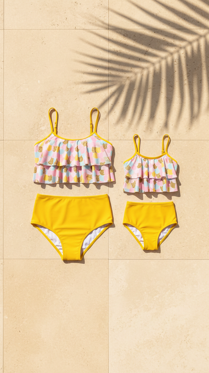 Traje de baño con volantes para madre e hija a juego