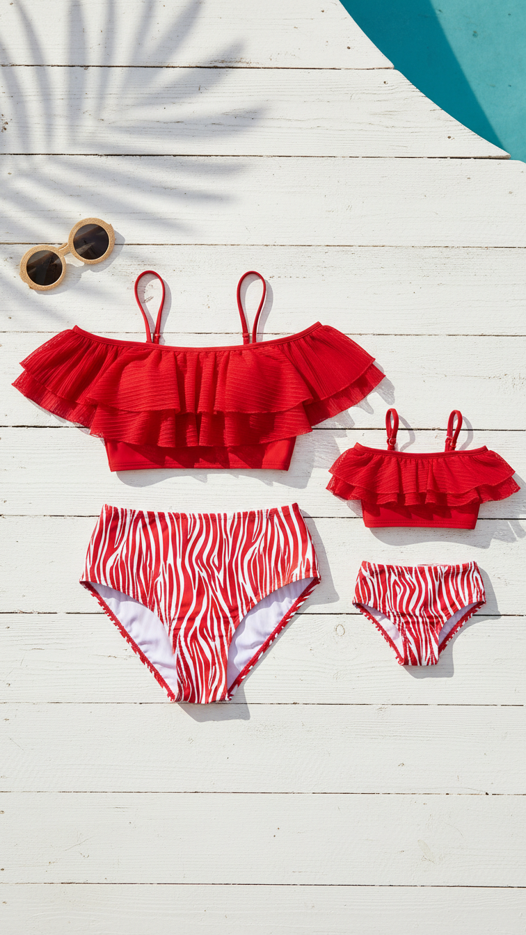 Traje de baño elegante de un solo hombro para madre e hija con... | DLM