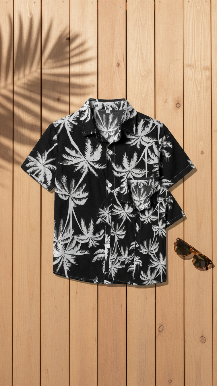 Alternate image of family matching t-shirts with tropical print