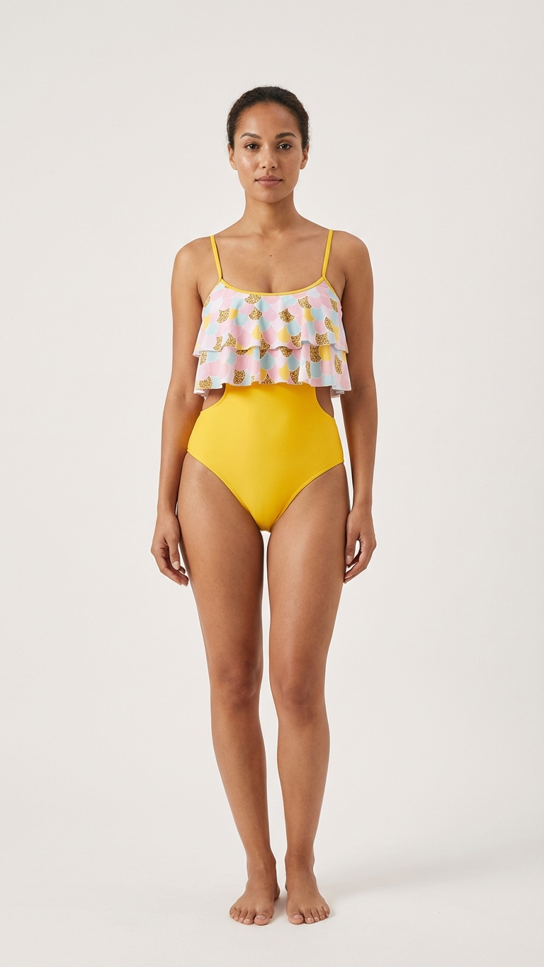 Traje de baño con volantes para madre e hija a juego