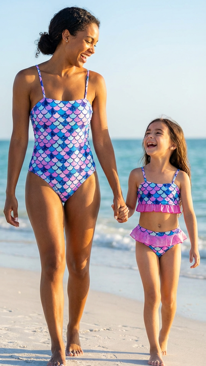 Bikini con estampado de escamas de sirena a juego