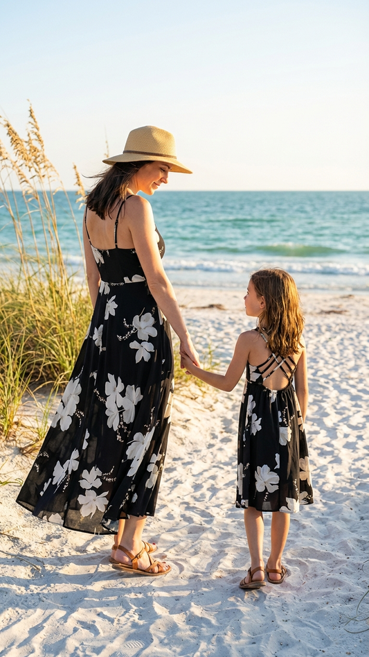 Matching Mommy & Me Floral Strappy Back Maxi Dresse... | DLM