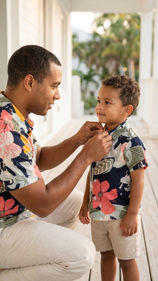 Product image of family matching t-shirts with floral print - matching swimsuit for family