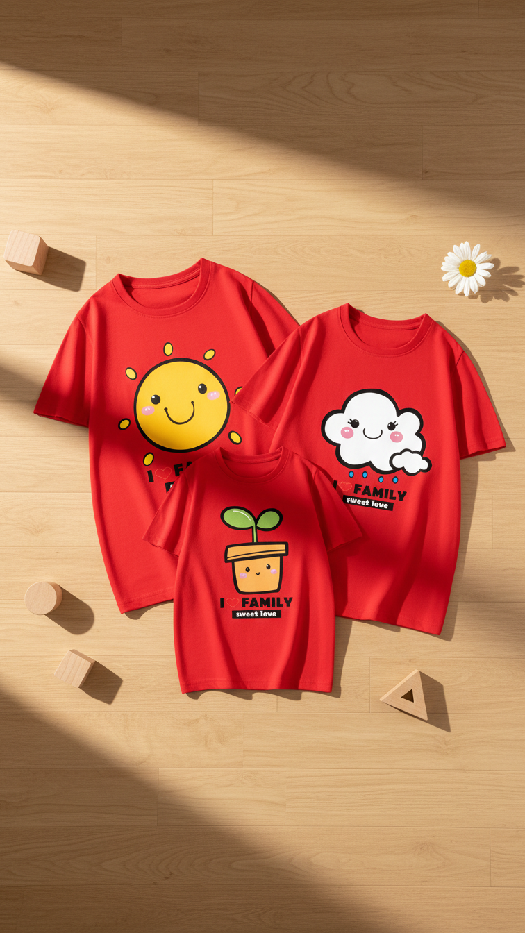 Alternate image of family matching t-shirts with cartoon print