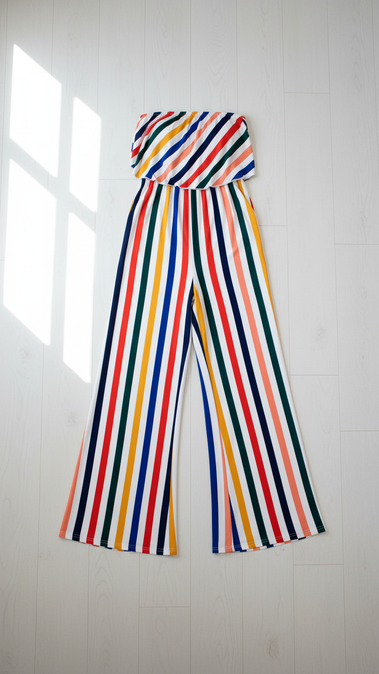 Conjunto de mono a rayas arcoíris a juego - Sin tirantes... | DLM