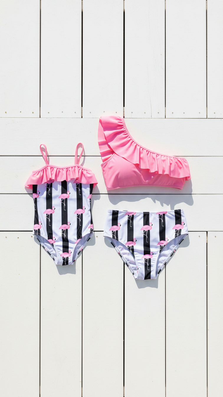 Alternate image of mommy and me swimsuits with striped