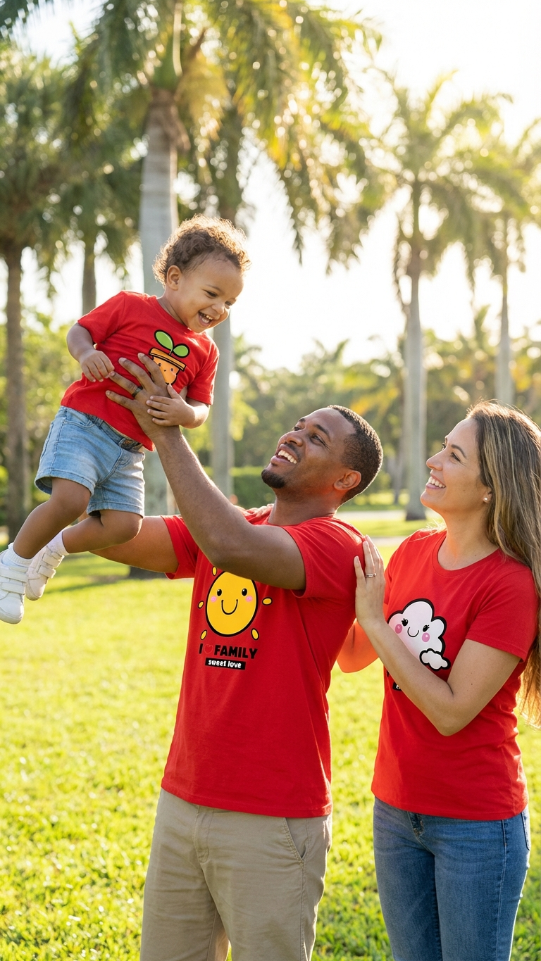 Product image of family matching t-shirts with cartoon print