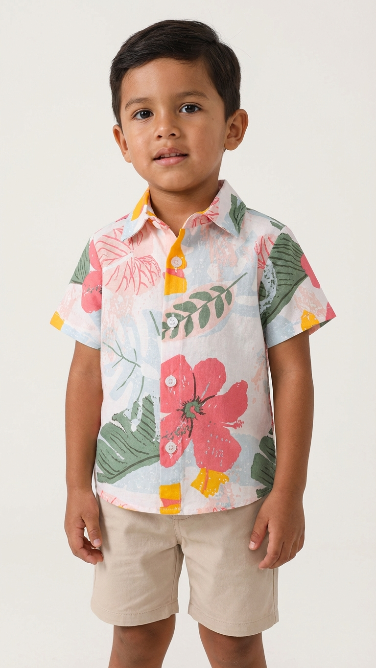 Additional image of family matching t-shirts with tropical print