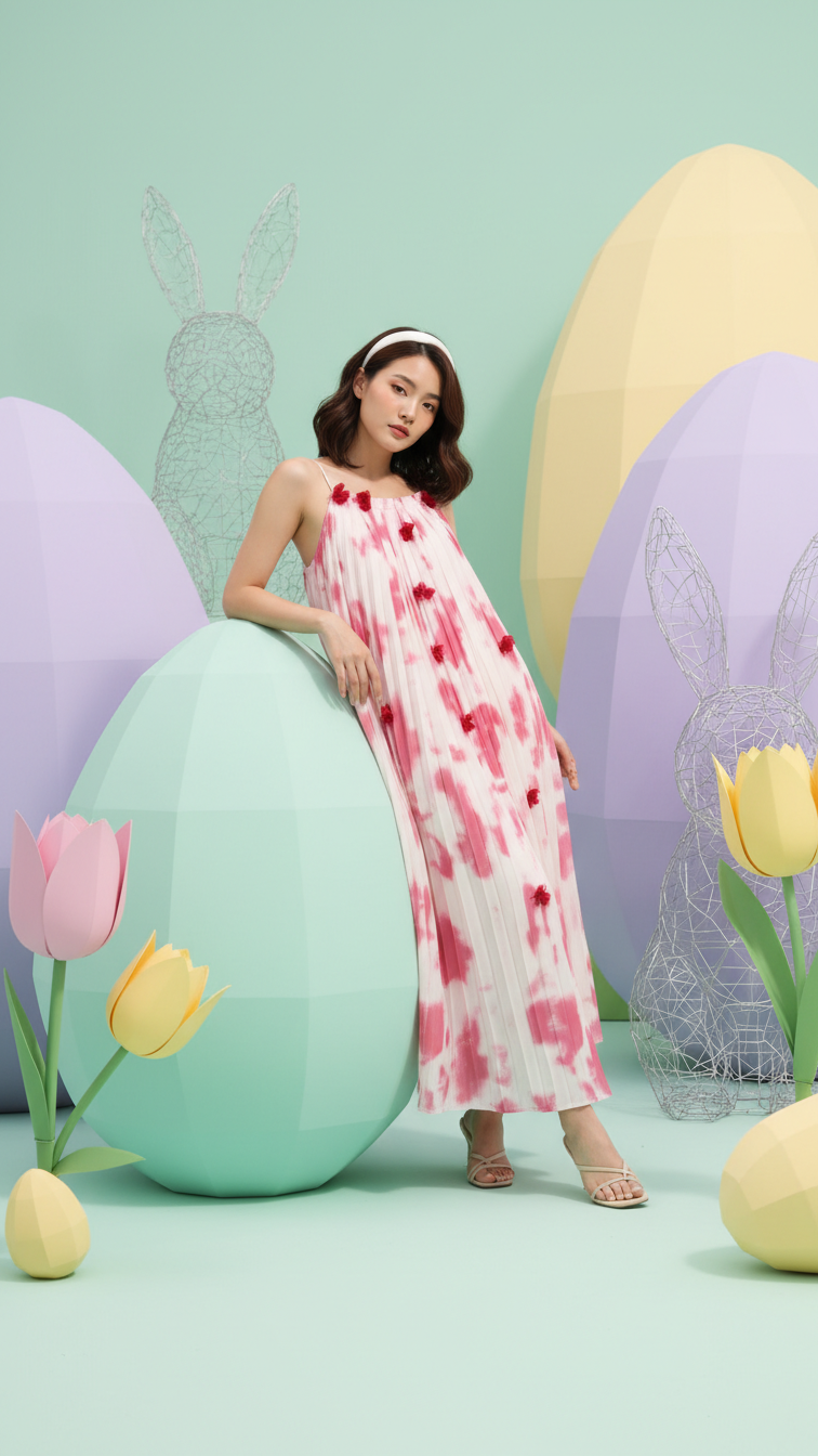 Additional image of mommy and me maxi dresses with pink tie-dye print