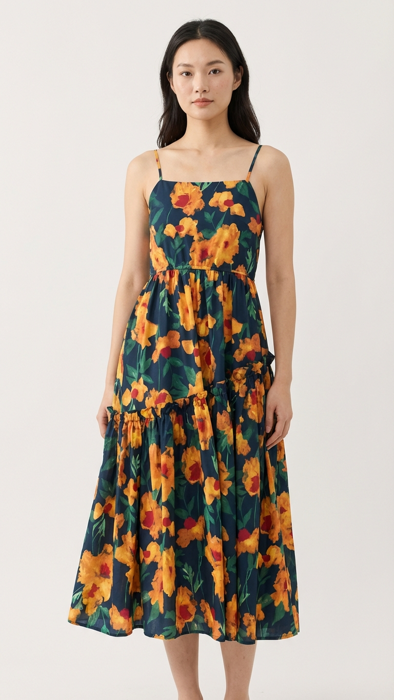 Matching Tropical Floral Beach Outfits Navy and Ora... | DLM