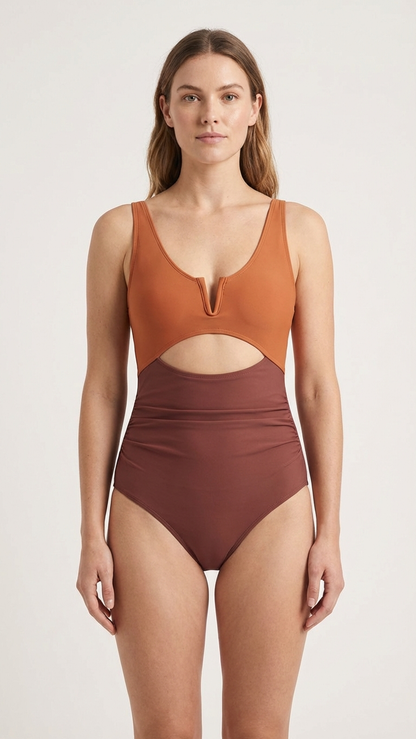 Traje de baño de una pieza con bloques de color para mamá y papá... | DLM