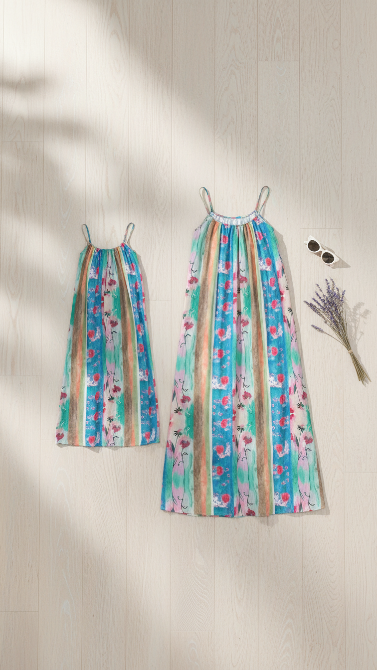 Alternate image of mommy and me maxi dresses with watercolor