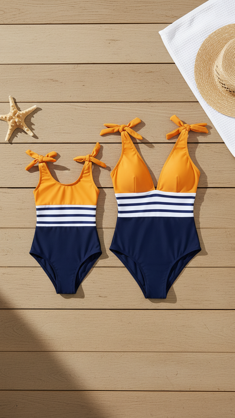 Alternate image of mommy and me one-piece swimsuits with striped