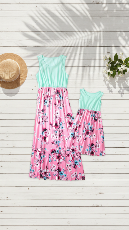 Vestido de flores de primavera para mamá y yo